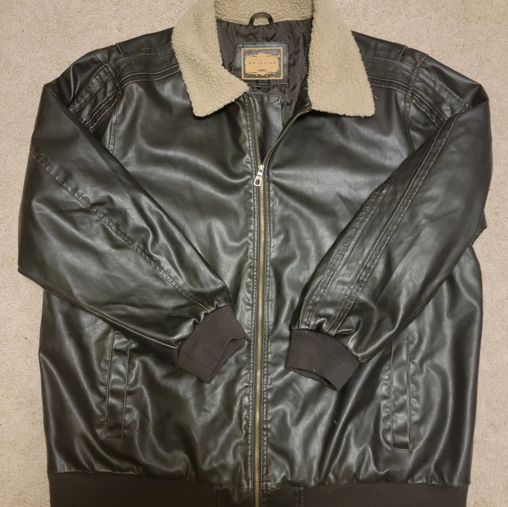 Leather bomber jacket quilt lined 3xlt tall mens